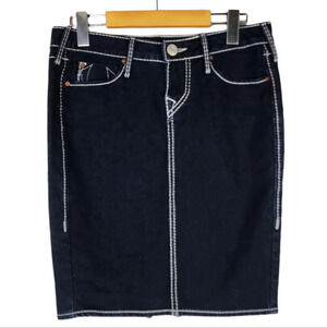 True Religion Dark Denim Pencil Skirt Festival Rodeo Size 27